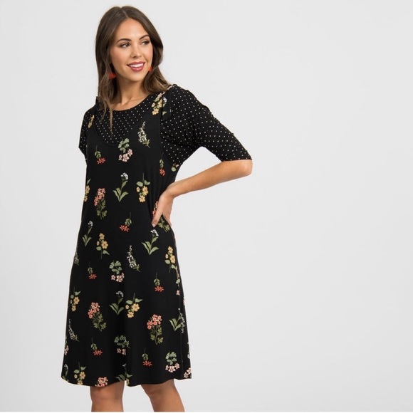 Agnes & Dora Dresses & Skirts - Agnes & Dora Namaka Dress, black floral tie shoulder dress, small, NWT
